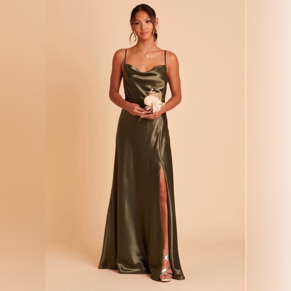 Birdy Grey Lisa Long Satin Olive Dress